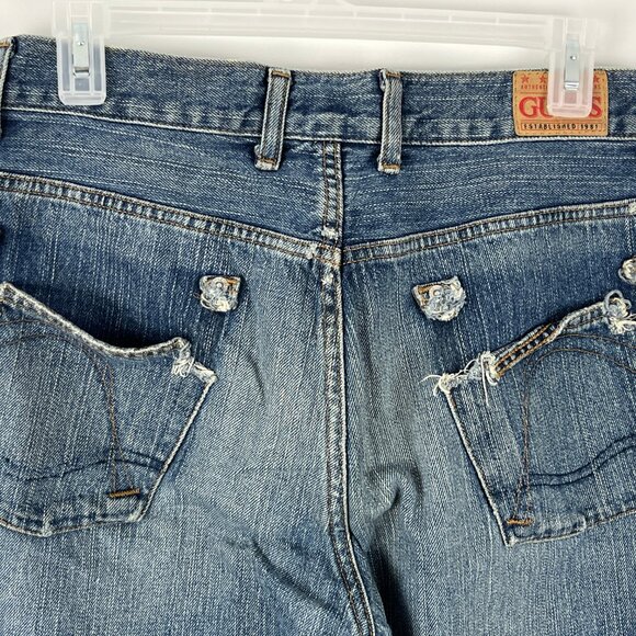 Guess Jeans Size 31 Inseam 30 Rise 10 Blue Bootcut 5 Pocket Design Cotton - Picture 7 of 9